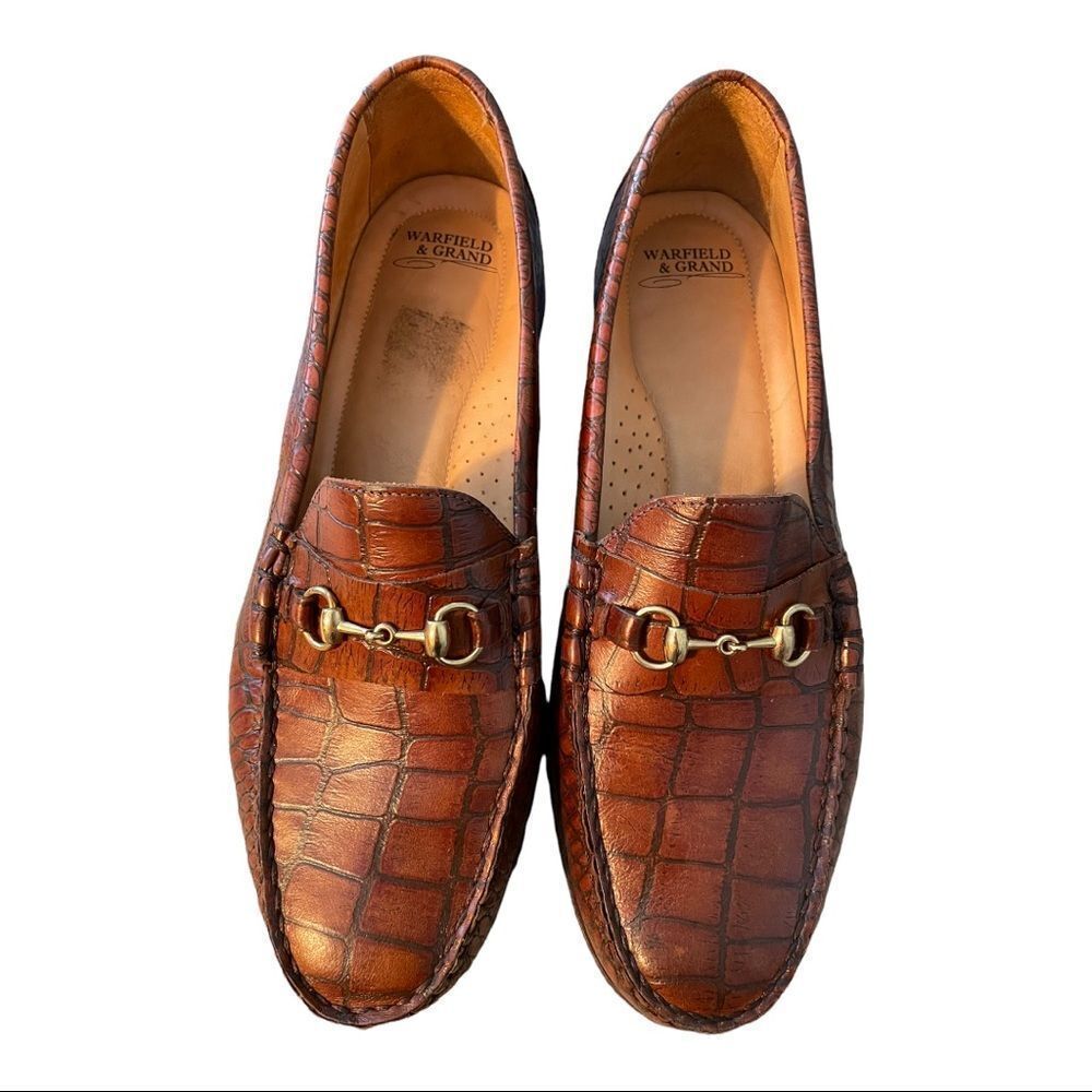 WARFIELD & GRAND‎ SANTANA CROC EMBOSSED LEATHER LOAFERS, Sz 12